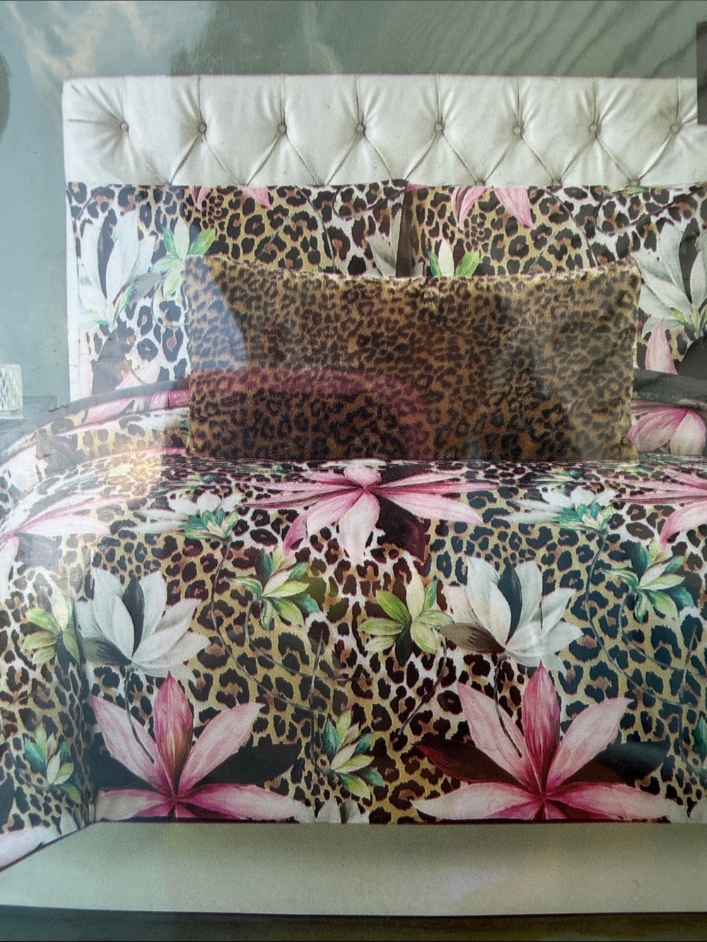 100% Cotton KING Duvet Cover Set Christian Siriano NWT Tahitian leopard floral